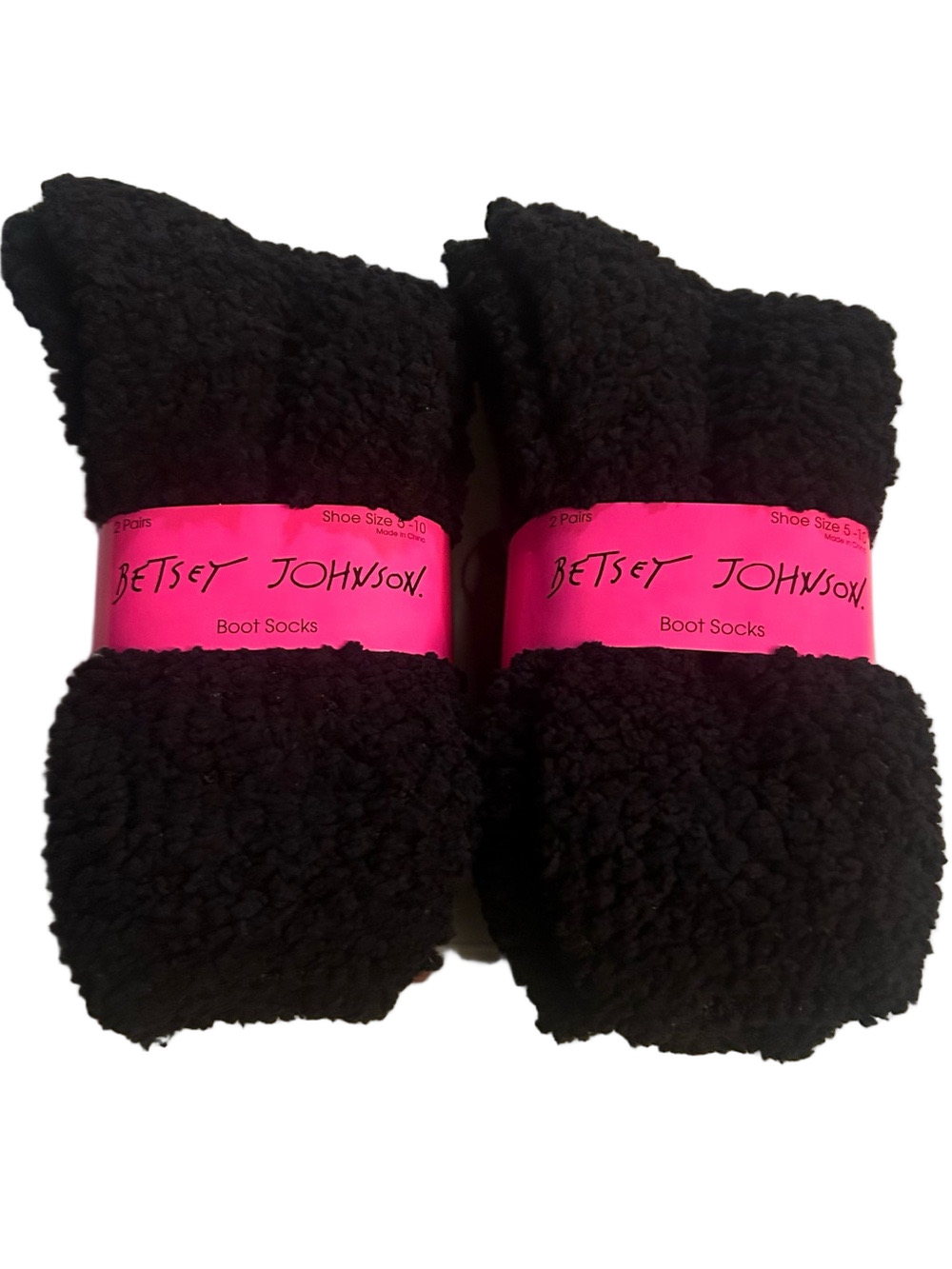 Betsey Johnson Woman’s 2 Pack Boot Socks Black Burgundy Shoe Size 5 - 10